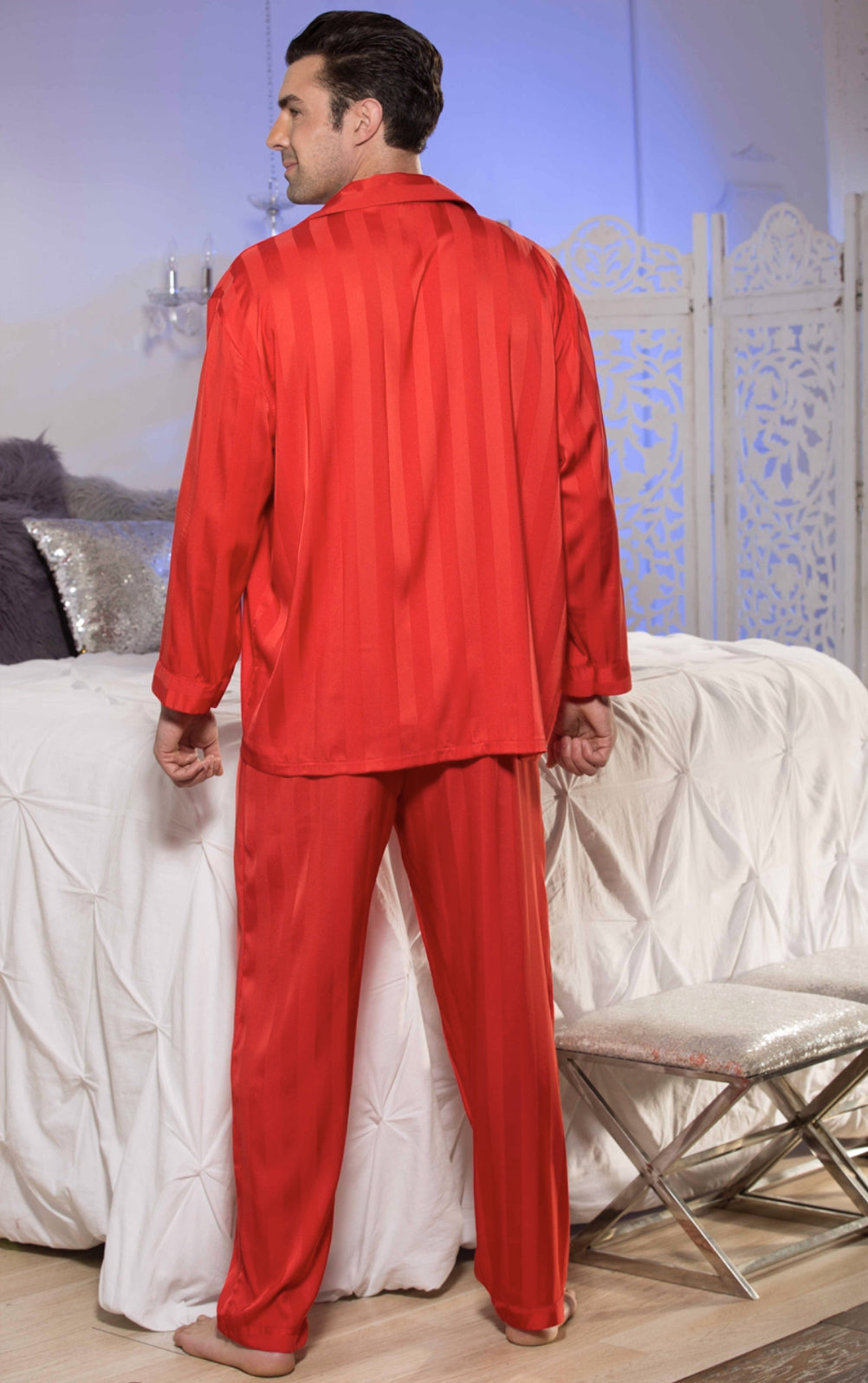 Mens red discount silk pajama set